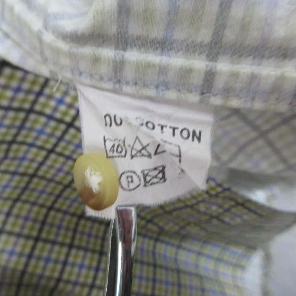 Vintage Alexander Julian Check Shirt Men L Green Plaid Flip Cuff Y2K Cotton 2002